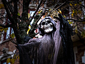Scary costume on tree