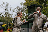 Beekeepers having break