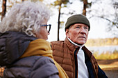 Senior couple resting in park