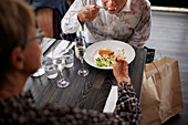 Couple having meal in restaurant