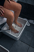 Woman having footbath