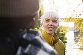 Smiling woman looking away