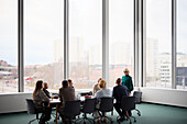 People talking during business meeting