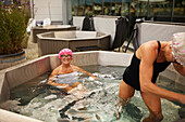 Senior women relaxing in hot tub