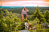 Female hiker looking away