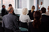 Woman having presentation during business meeting