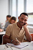 Portrait of mid adult man in class