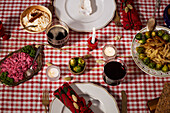 View of Christmas food on table