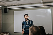 Smiling man during business meeting