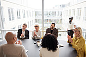 People talking during business meeting