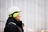 Female engineer at building site