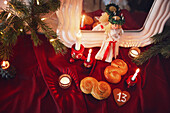 Christmas candles and saffron buns for St. Lucia Day