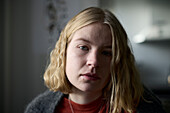 Close-up portrait of pensive teenage girl