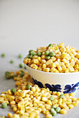 Peas and corn in bowl
