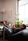 Children playing video games at home