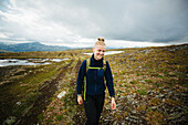 View of smiling female hiker