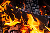 Close-up of wood in flames
