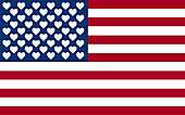 Amerikanische Flagge mit Herzen anstelle von Sternen