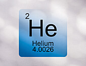 Helium-Symbol vor weißem Hintergrund