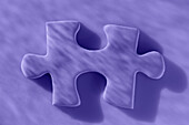 Studio shot of purple jigsaw piece 