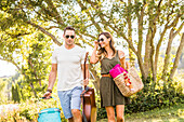 Romantic couple going for picnic on sunny day