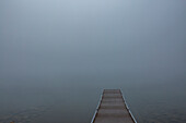 USA, Idaho, Stanley, Empty jetty in calm lake 