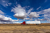 USA, Idaho, Boise, Semi truck travels in I 84 