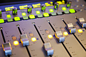 Mixing console in recording studio