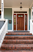 Front door of suburban home