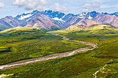 USA, Alaska, Denali National Park. Mountain landscape with Polychrome Pass