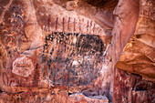 Arizona, Coconino National Forest, Palatki Heritage Site, Piktogramme an der Roasting Pit-Stelle