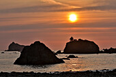 Sunset and sea stacks along the Northern California coastline, Crescent City