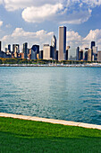 USA, Illinois, Chicago. Skyline and Lake Michigan