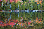 USA, Maine, Acadia-Nationalpark, Herbstliche Spiegelungen am Bubble Pond.