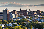 USA, Maine, Portland, skyline from Munjoy Hill, sunset