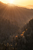 Frühlingssonnenuntergang vom Morton Overlook, Great Smoky Mountains National Park, Tennessee