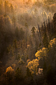 Frühlingssonnenuntergang vom Morton Overlook, Great Smoky Mountains, Nationalpark, Tennessee