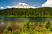 Mount Rainier and Reflection Lake, Mount Rainier National Park, Washington State, USA