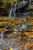 USA, West Virginia, Blackwater Falls State Park. Wasserfall und Strudel, malerisch