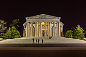 A night view of the Thomas Jefferson Memorial, lit up at night in West Potomac Park, Washington, D.C., United States of America, North America