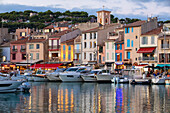 The Harbour at Cassis at dusk, Cassis, Bouches du Rhone, Provence-Alpes-Cote d'Azur, France, Western Europe