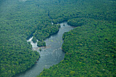 Aerial of the Potaro River, Guyana, South America