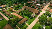 Luftaufnahme der Mission San Miguel, Jesuitenmissionen von Chiquitos, UNESCO-Welterbe, Departement Santa Cruz, Bolivien, Südamerika