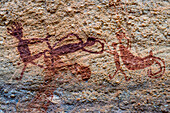 Rock art painting at Pedra Furada, Serra da Capivara National Park, UNESCO World Heritage Site, Piaui, Brazil, South America