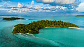 Aerial of little islands, Cocos (Keeling) Islands, Australian Indian Ocean Territory, Australia, Indian Ocean