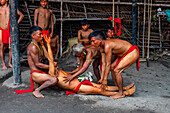 Shamans from the Yanomami tribe practising traditional healing methods, southern Venezuela, South America