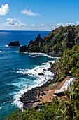 View over the rocky coast of Pitcairn island, British Overseas Territory, South Pacific, Pacific