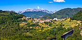 Apuane Berge, Lucca-Aulla Eisenbahn, Poggio, Garfagnana, Toskana, Italien, Europa