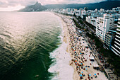 Aerial drone view of Ipanema and Leblon beaches, Rio de Janeiro, Brazil, South America