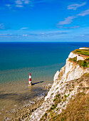 Beachy Head Cliffs and Lighthouse, South Downs National Park, Eastbourne, East Sussex, England, United Kingdom, Europe